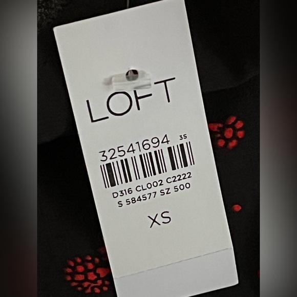 LOFT Dress Size XS Black Red Floral Prairie Midi Western Ruffle NWT - Picture 9 of 10